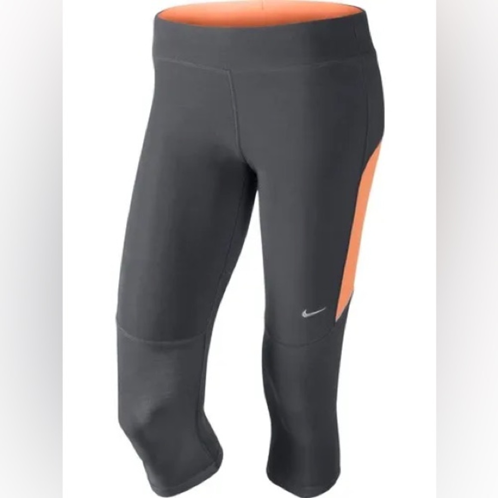 Women’s STAY WARM Run/Yoga/Gym Leggings- Grey/ Tangerine size small